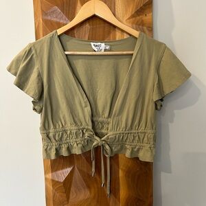 Princess Polly Green Flutter Sleeve Crop Blouse